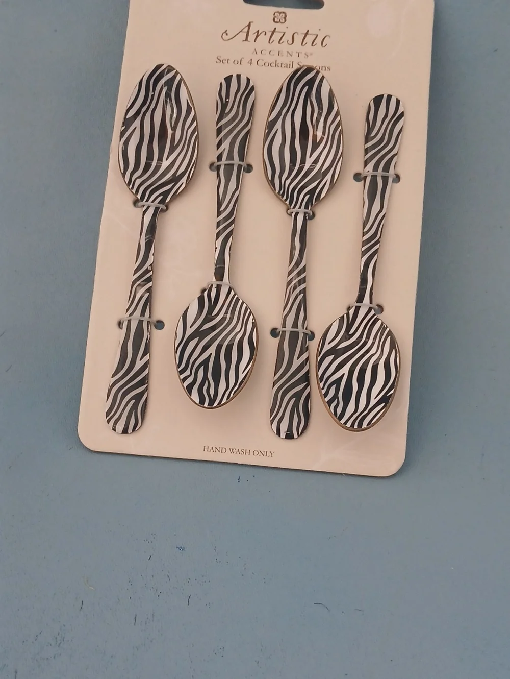 Artistic Accents Zebra-Print Cocktail Spoons - Black & White Set of 4